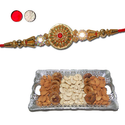 "Rakhi - FR- 8370 A (Single Rakhi) , Dryfruit Thali - code RD100 - Click here to View more details about this Product